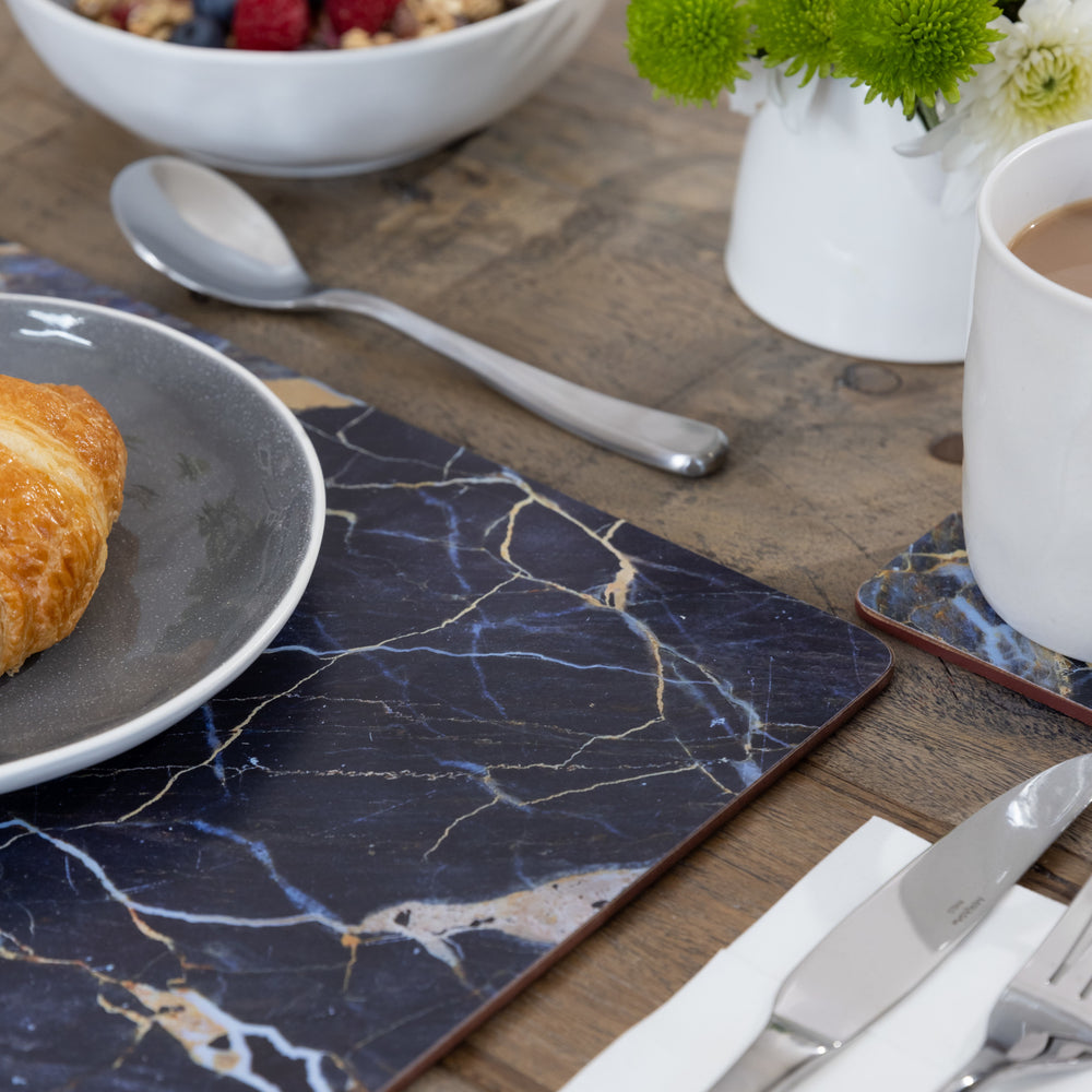 Creative Tops Navy Marble Pack Of 4 Large Premium Placemats
