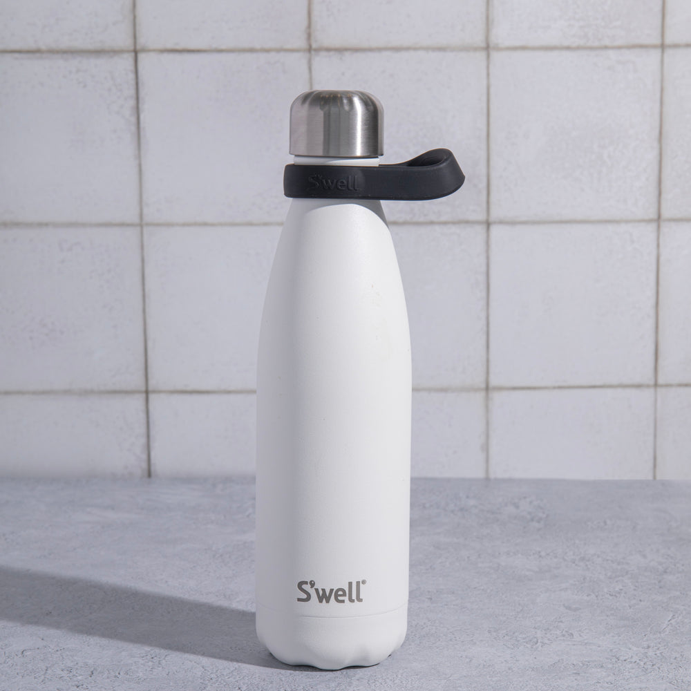 S'well 2pc Travel Bottle Set with Stainless Steel Water Bottle, 500ml, Moonstone and Black Bottle Handle
