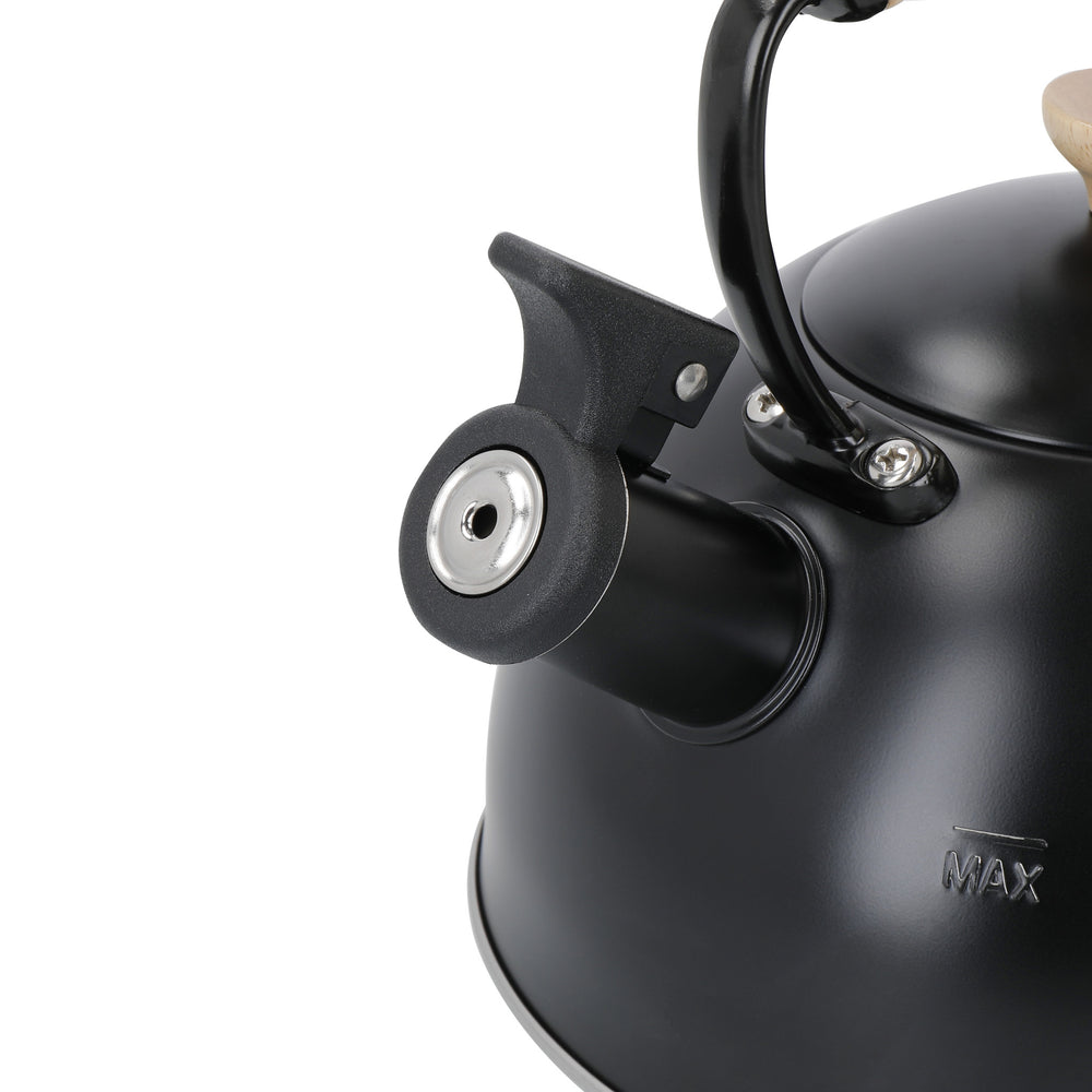 La Cafetière Black Whistling Kettle with Wooden Handle, 1.6L