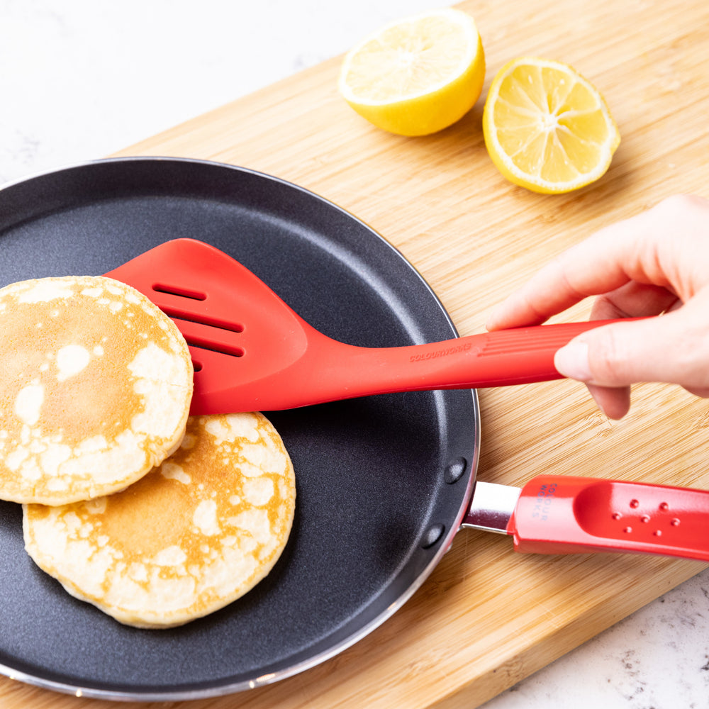 Colourworks Red Silicone Fish Slice with Raised Edge, Slotted Design