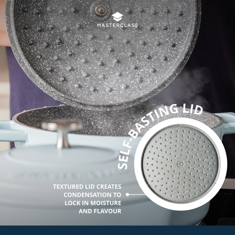 MasterClass Sky Blue Cast Aluminium Casserole Dish, 4L