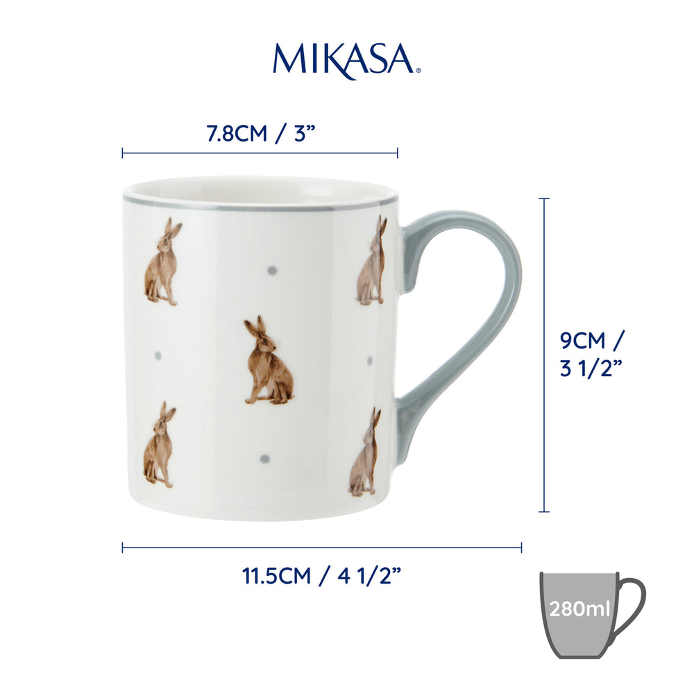 Mikasa Hare Straight-Sided Porcelain Mug, 280ml