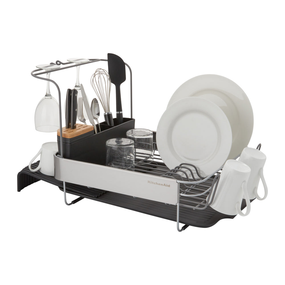 KitchenAid Expandable Dish-Drying Rack with Glassware Attachment