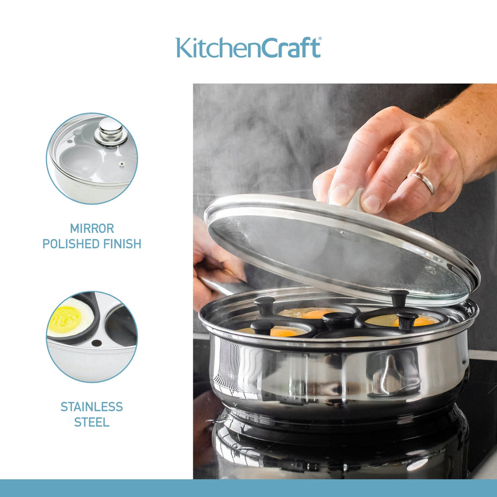 KitchenCraft Stainless Steel Four Hole Egg Poacher