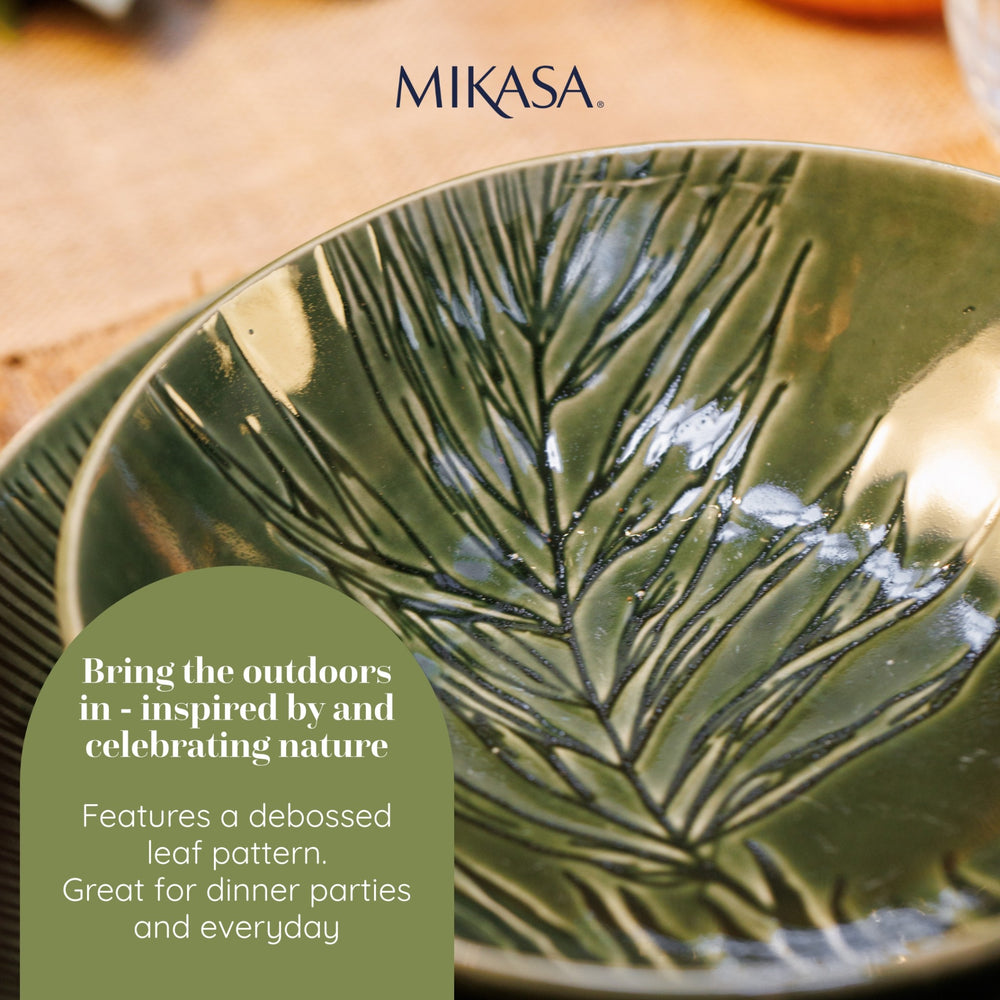 Mikasa Jardin Stoneware Pasta Bowls, Set of 4, 20cm, Green