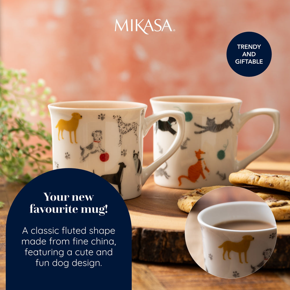 Mikasa Fine China Dog Print Fluted Mug, 250ML