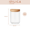 Idilica 3pc Glass Storage Jar Set with Beechwood Lid
