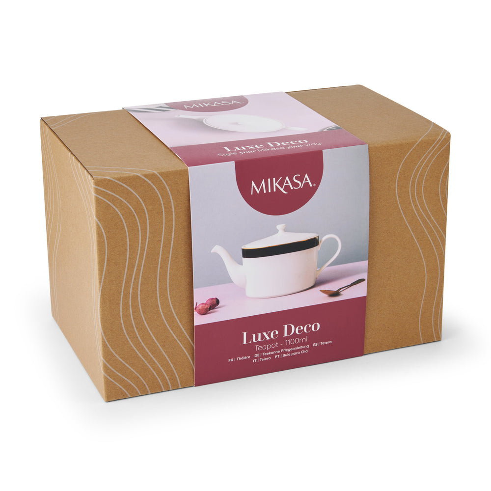Mikasa Luxe Deco 4-Cup China Teapot, 1.1L, White