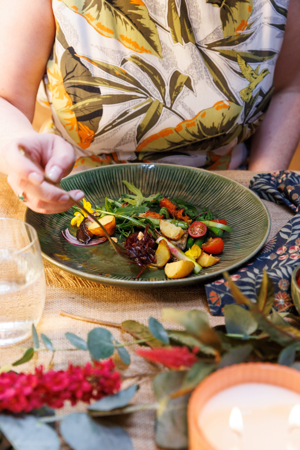 Mikasa Jardin Stoneware Dinner Plates, Set of 4, 27cm, Green