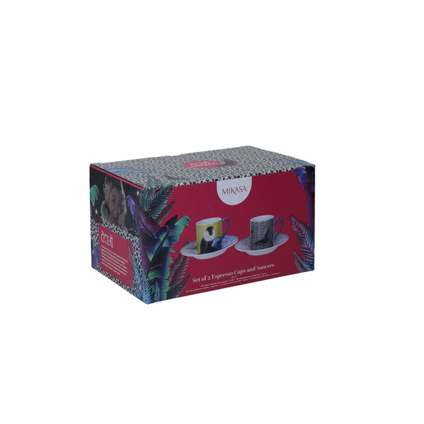 Mikasa x Sarah Arnett Porcelain Espresso Cups and Saucers, Set of 2, 85ml image 4