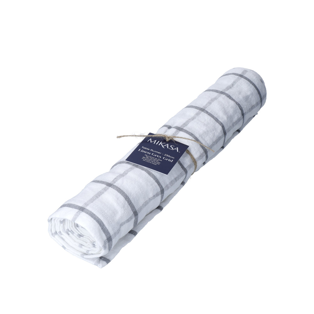 Mikasa Industrial Check Cotton and Linen Table Runner, 230 x 33cm