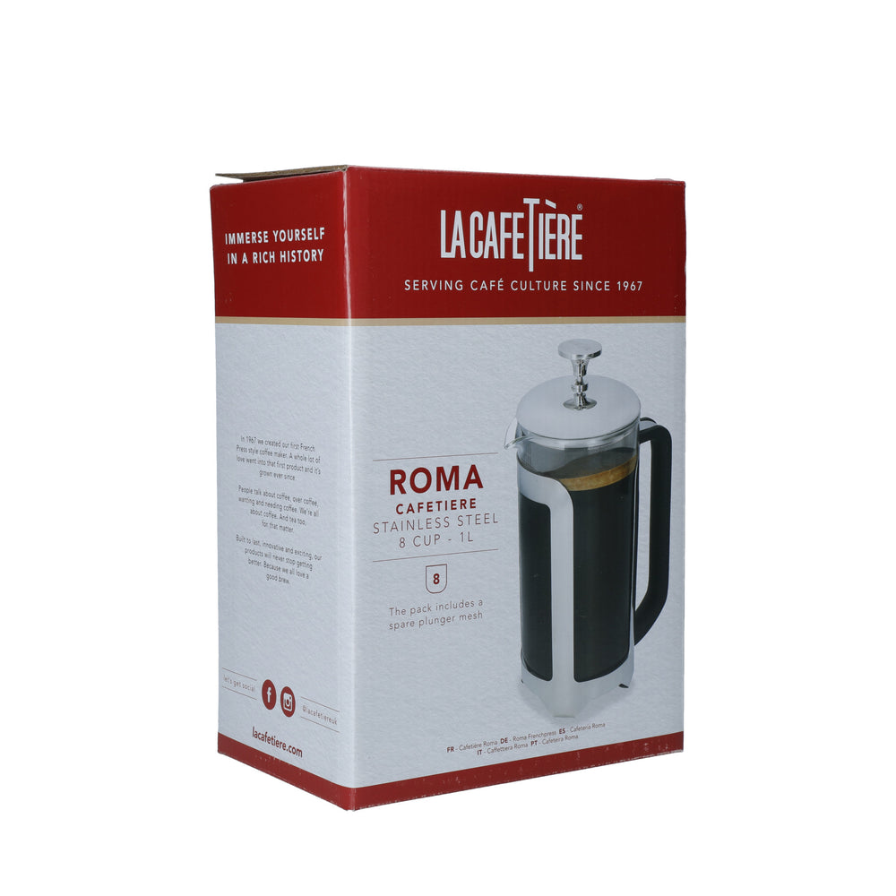 La Cafetière Roma 8 Cup Cafetière - Stainless Steel Finish