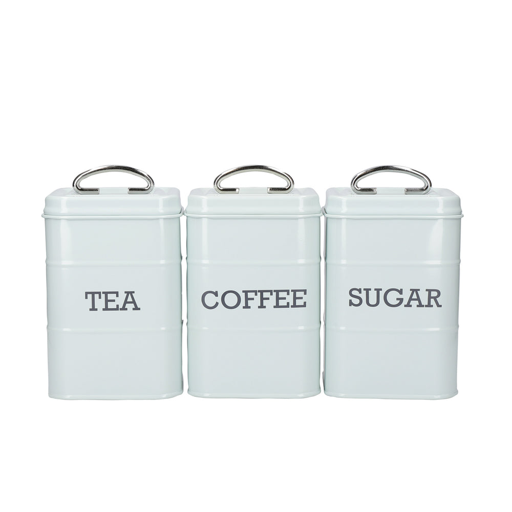 5pc Kitchen Storage Tin Set with Tea, Coffee & Sugar Canisters, Biscuit Tin and Domed Cake Tin