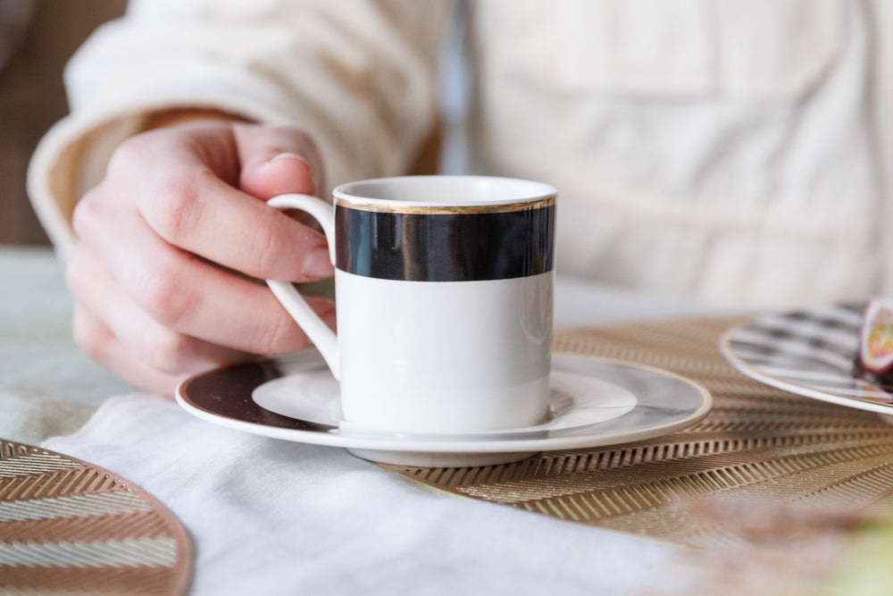 Mikasa Luxe Deco China Espresso Cups and Saucers, Set of 2, 100ml