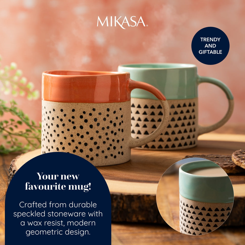 Mikasa Wax Resist Green Glaze Mug, 390ML