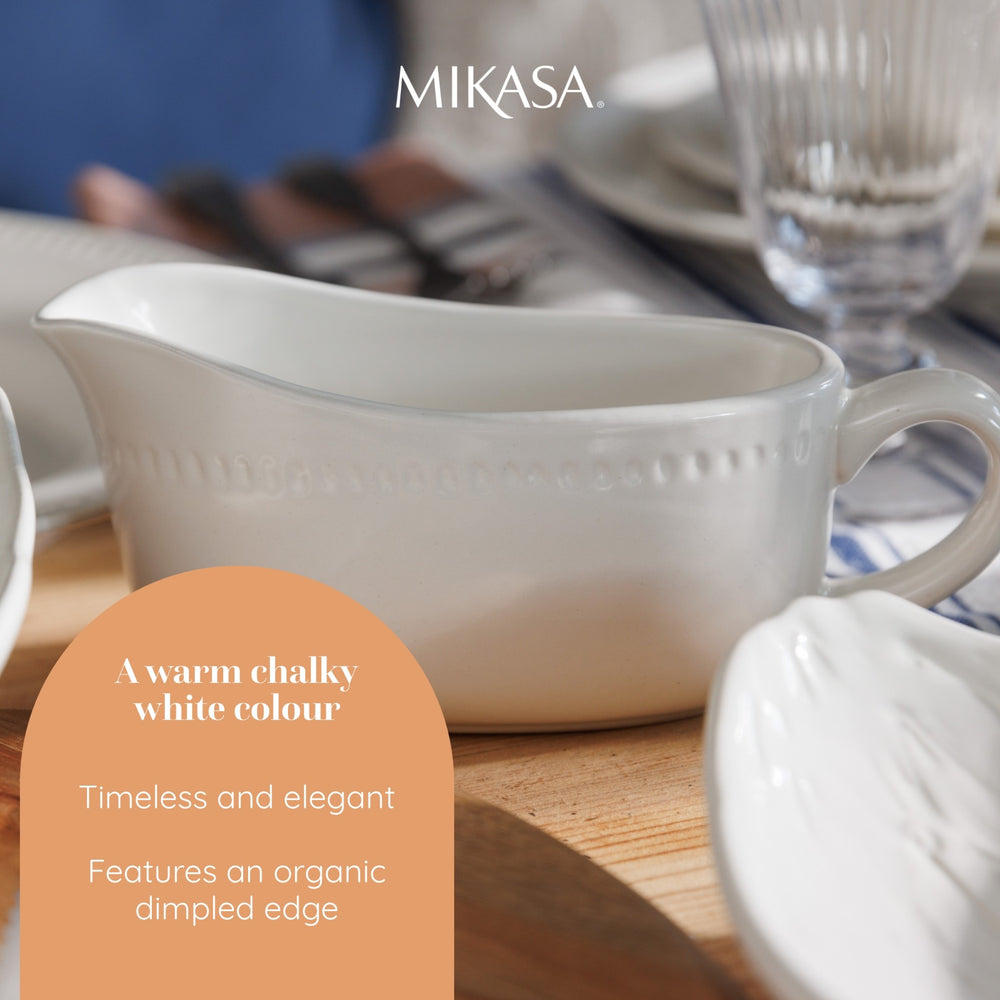 Mikasa Cranborne Stoneware Gravy Boat, 300ml, Cream