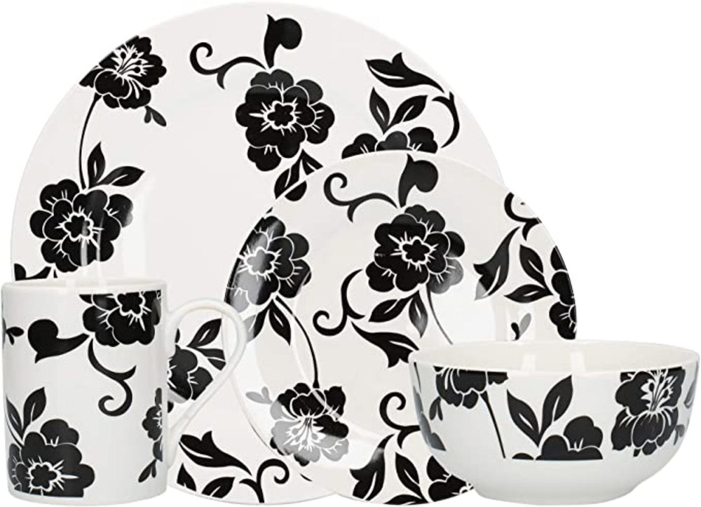 Creative Tops DSC1105  16-Piece Vivienne Dinner Set - White/Black, Service for 4