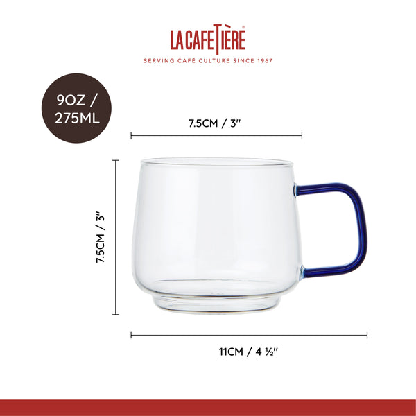 La Cafetière Glass Mug With Green Glass Handle, Set of 2, 275ml image 8