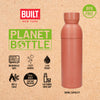 BUILT Planet Bottle, 500ml Recycled Reusable Water Bottle with Leakproof Lid - Coral Pink image 10