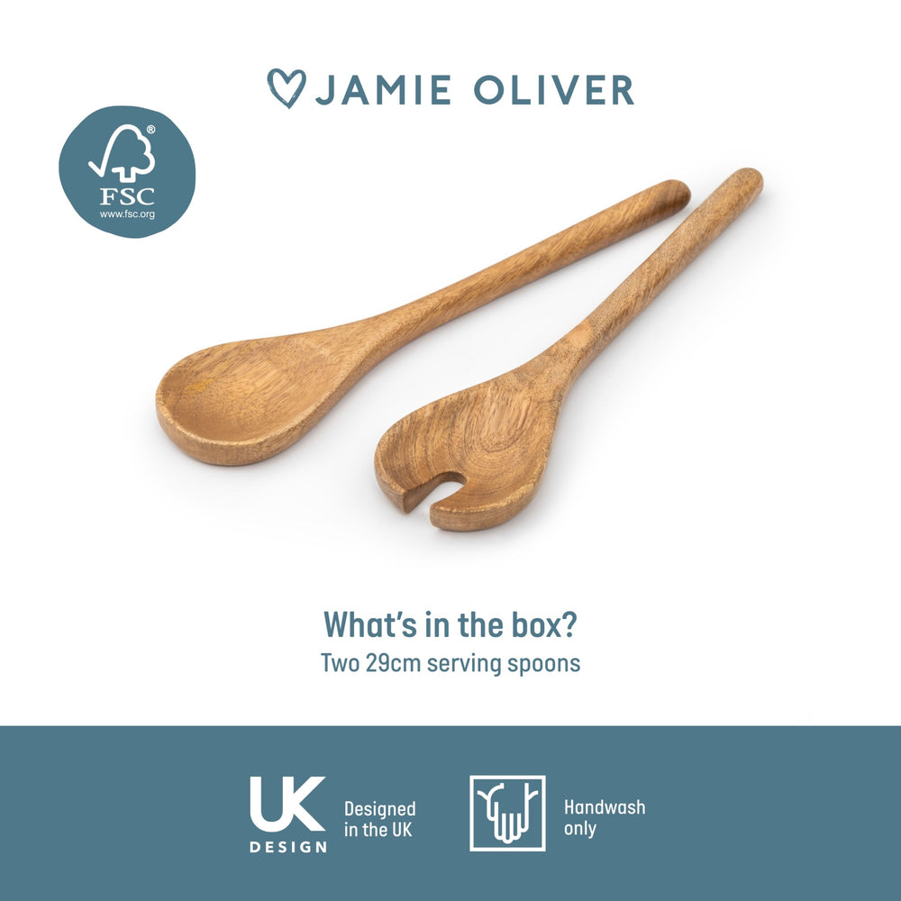 Jamie Oliver Big Love Serving Spoon Set, Mango Wood, Set of 2
