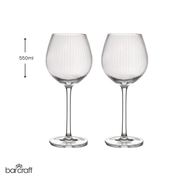 BarCraft Set of 2 Handmade Ribbed Gin Glasses in Gift Box image 7