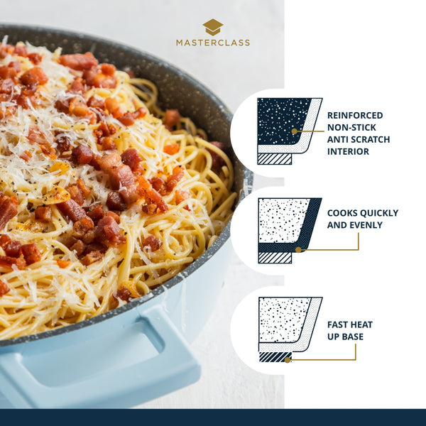 MasterClass Sky Blue Cast Aluminium Shallow Casserole Dish with Lid, 4 L image 8