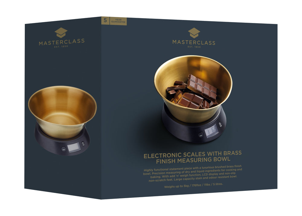 MasterClass Electronic Dual Dry and Liquid Scales with Brass Finish Bowl
