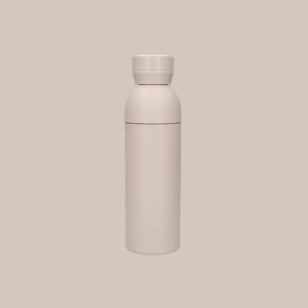 BUILT Planet Bottle, 500ml Recycled Reusable Water Bottle with Leakproof Lid - Pale Pink