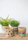 KitchenCraft Seagrass Plant Basket with Handles, Black & Grey Striped Design image 6