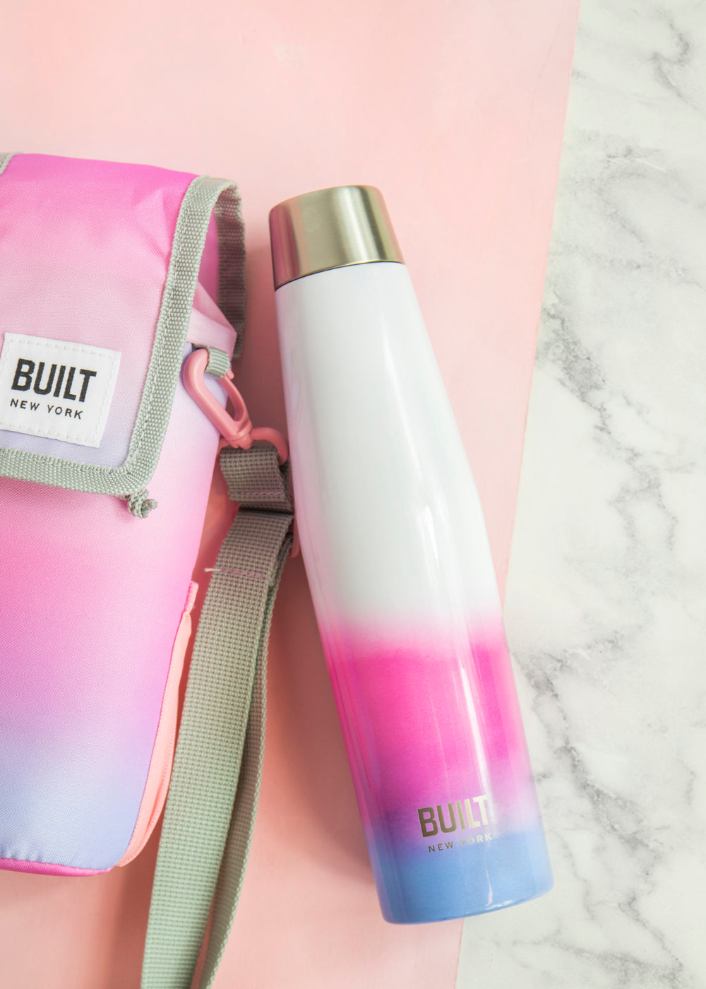 BUILT Apex 540ml Insulated Water Bottle, BPA-Free 18/8 Stainless Steel - Interactive
