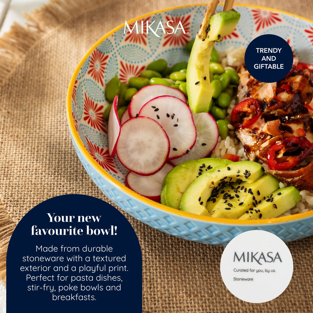 Mikasa Blue Mosaic Stoneware Bowl, 21cm