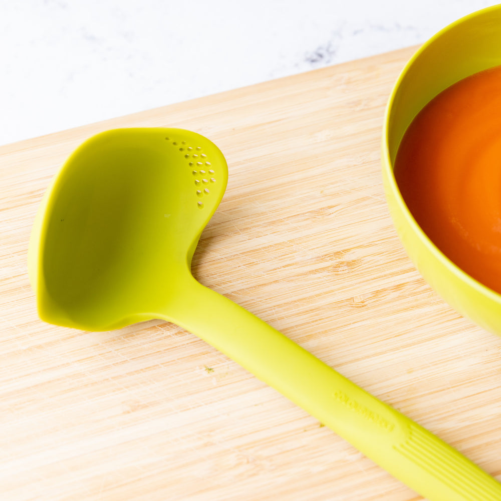 Colourworks Green Silicone Ladle with Pouring Spout and Straining Holes