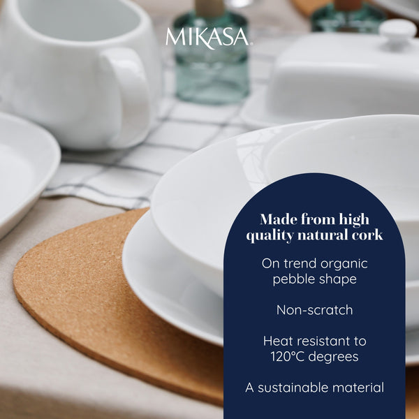 Mikasa Pebble-Shaped Cork Placemats, Set of 4, Natural, 38 x 30cm image 9