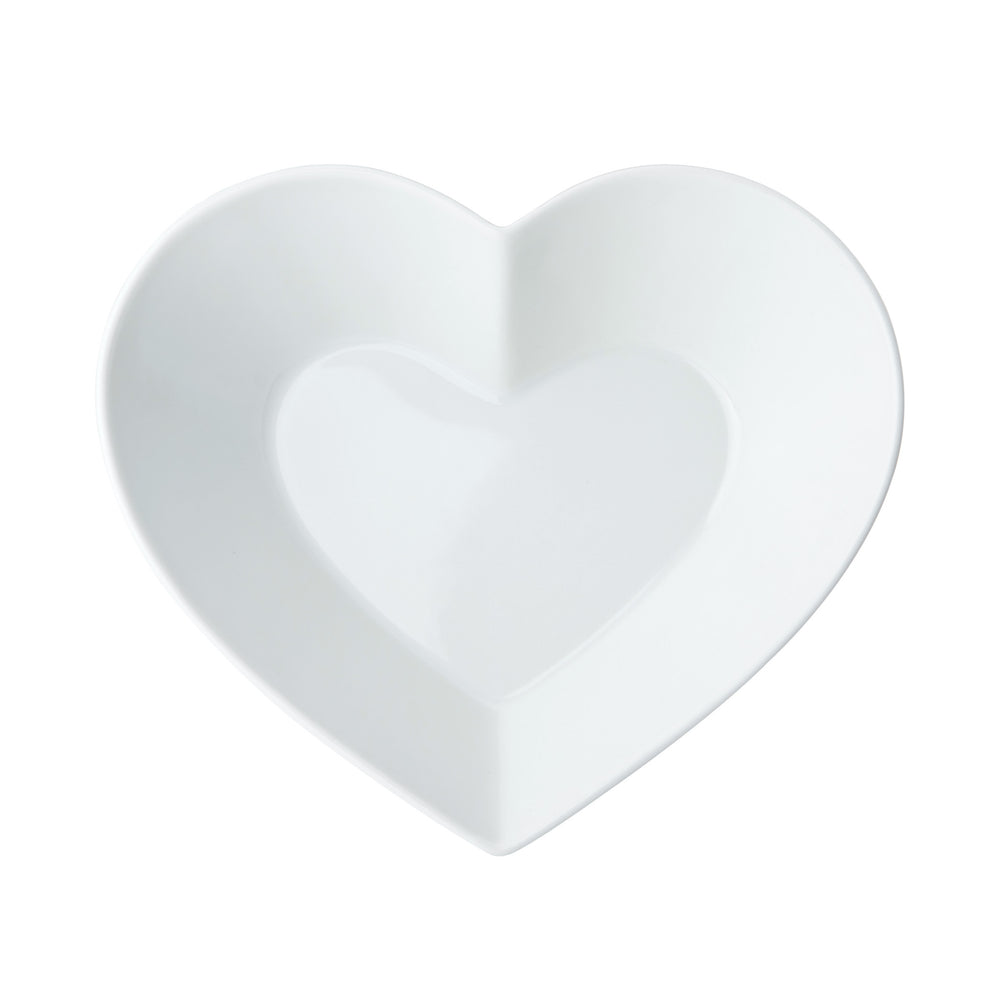 Mikasa Chalk Large Heart Porcelain Serving Bowl, 21cm, White image 1