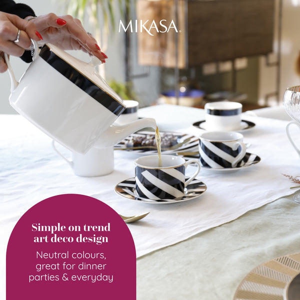 Mikasa Luxe Deco 4-Cup China Teapot, 1.1L, White image 10