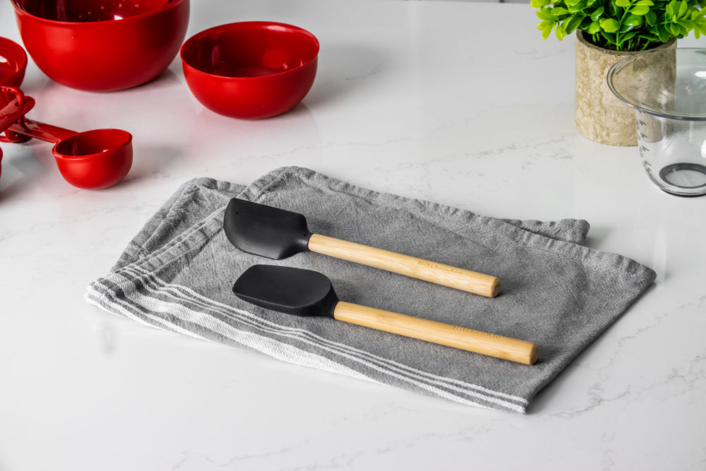KitchenAid  2-Pack Mini Bamboo Spatulas with Heat Resistant and Flexible Silicone Heads