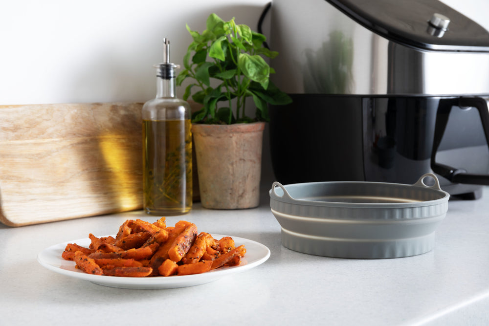 KitchenCraft Collapsible Air-Fryer Liner, Round, Silicone Liner, 20 x 20 x 6CM
