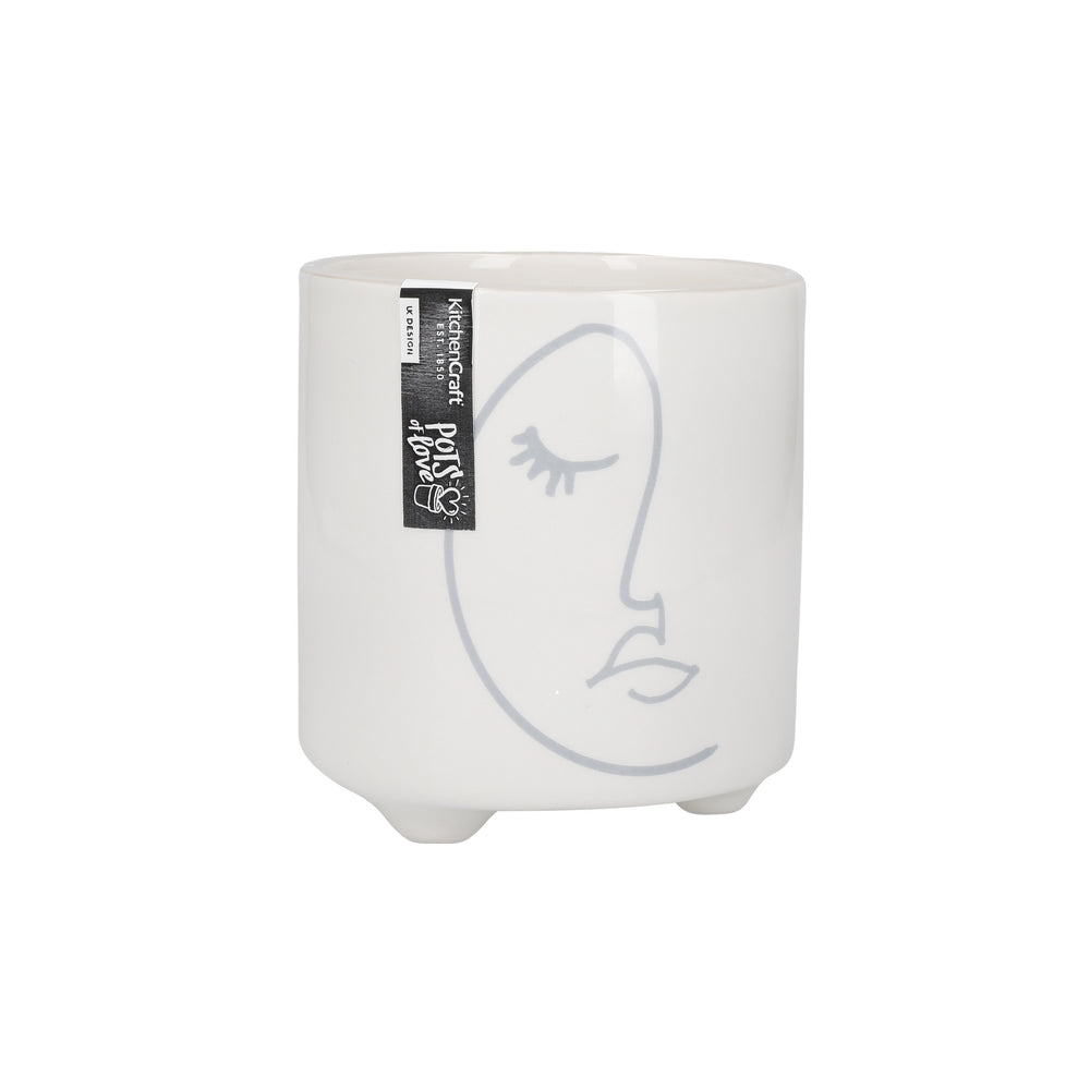 KitchenCraft Abstract Face Planter, Dolomite, White / Grey