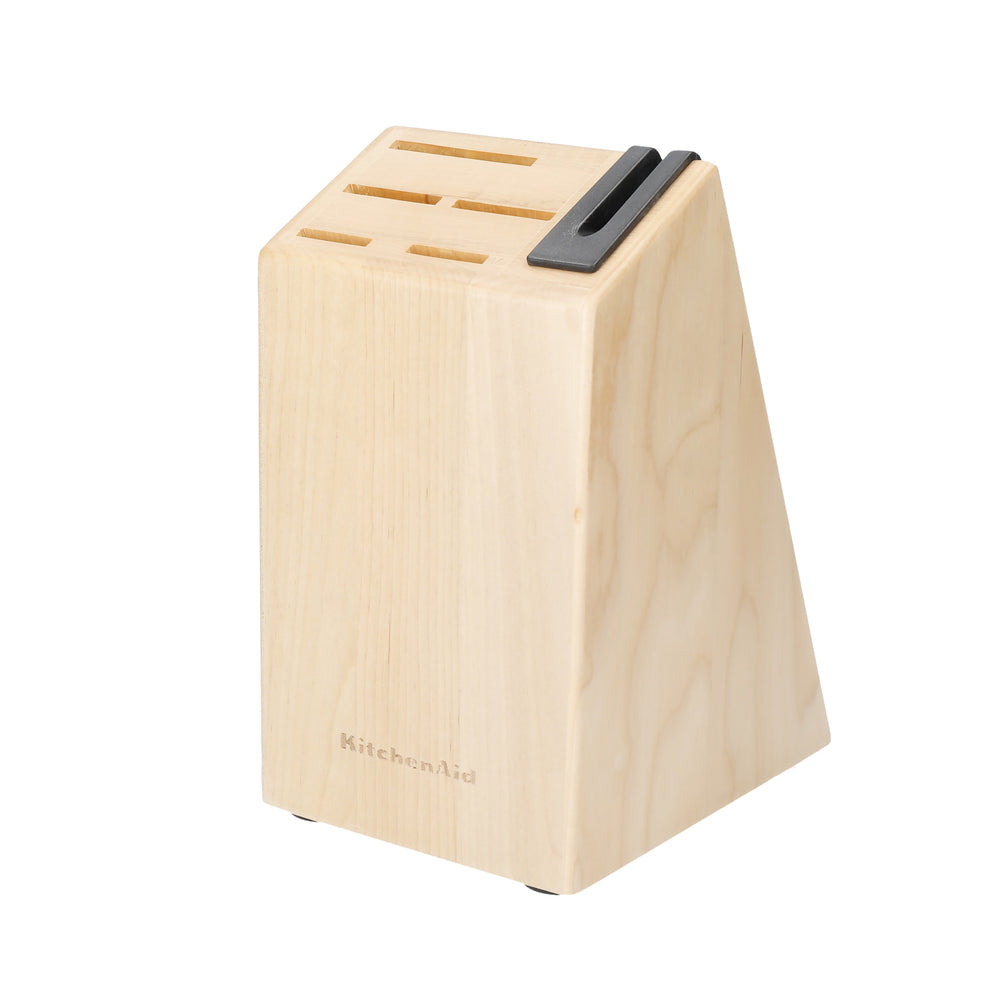 KitchenAid Gourmet 5-Piece Kitchen Knife Set with Block, Sharp High-Carbon Japanese Steel Knives and Birchwood Holder