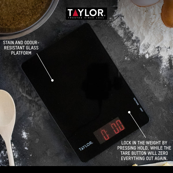 Taylor Pro Black Glass Digital Dual 5Kg Kitchen Scale image 10