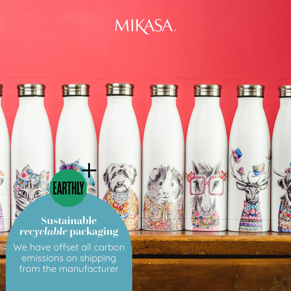 Mikasa Tipperleyhill Cat Double-Walled Stainless Steel Water Bottle, 500ml