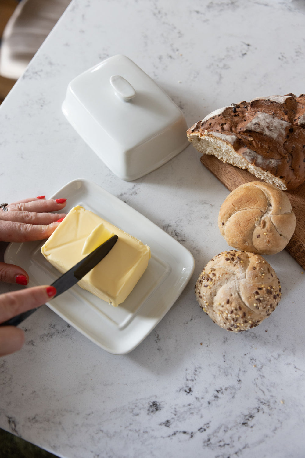 KitchenCraft White Porcelain Covered Butter Dish