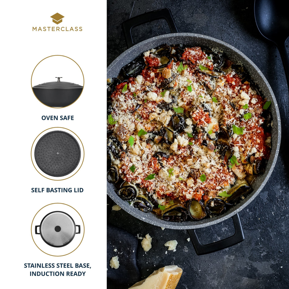 MasterClass Black Cast Aluminium Shallow Casserole Dish, 5L