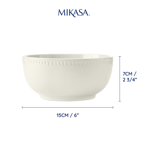 Mikasa Cranborne Stoneware Cereal Bowls, Set of 4, 15cm, Cream image 7