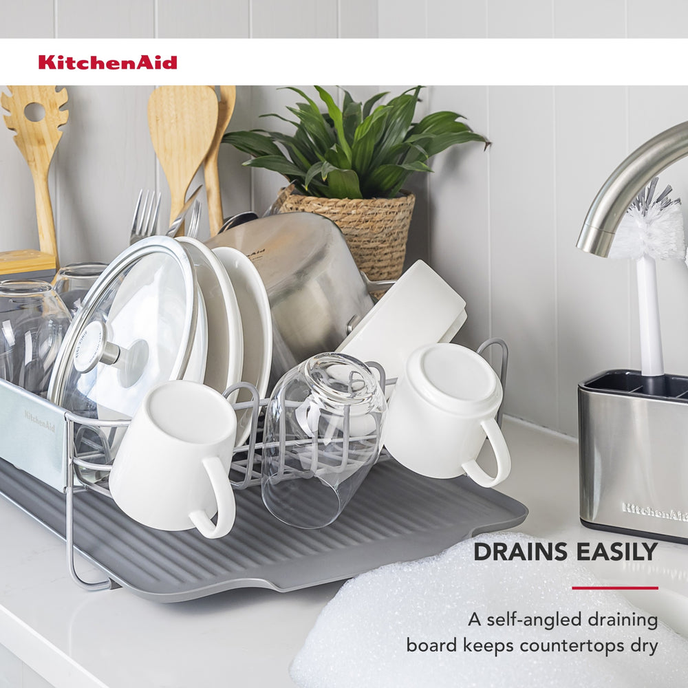 KitchenAid Expandable Dish-Drying Rack with Glassware Attachment