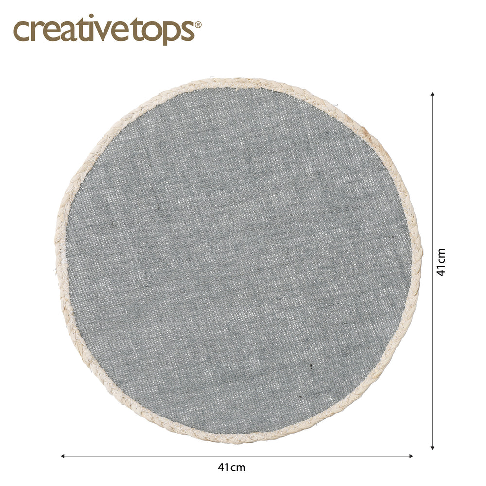 Creative Tops Round Jute Placemats, Set of 4, Grey, 34 cm