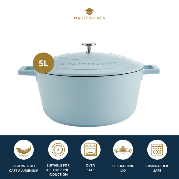 MasterClass Sky Blue Cast Aluminium Casserole Dish, 5L image 5