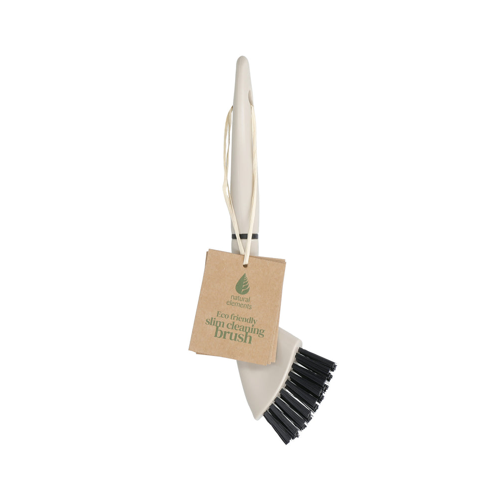 Natural Elements Eco-Friendly Cleaning Brush for Small Spaces, Recycled Plastic with Straw Bristles