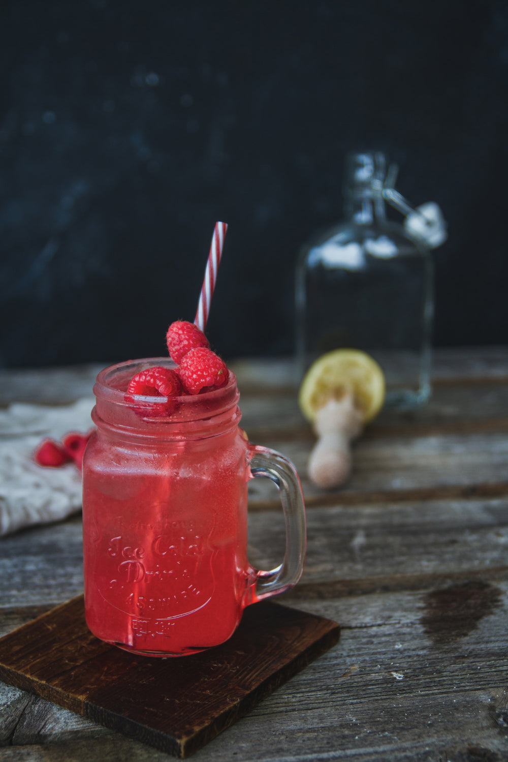 Home Made Coloured Glass Drinks Jar with Straw