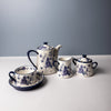 5pc Ceramic Tea Set with 4-Cup Teapot, Sugar Bowl, Teacup & Saucer and Milk Jug - Blue Rose image 2